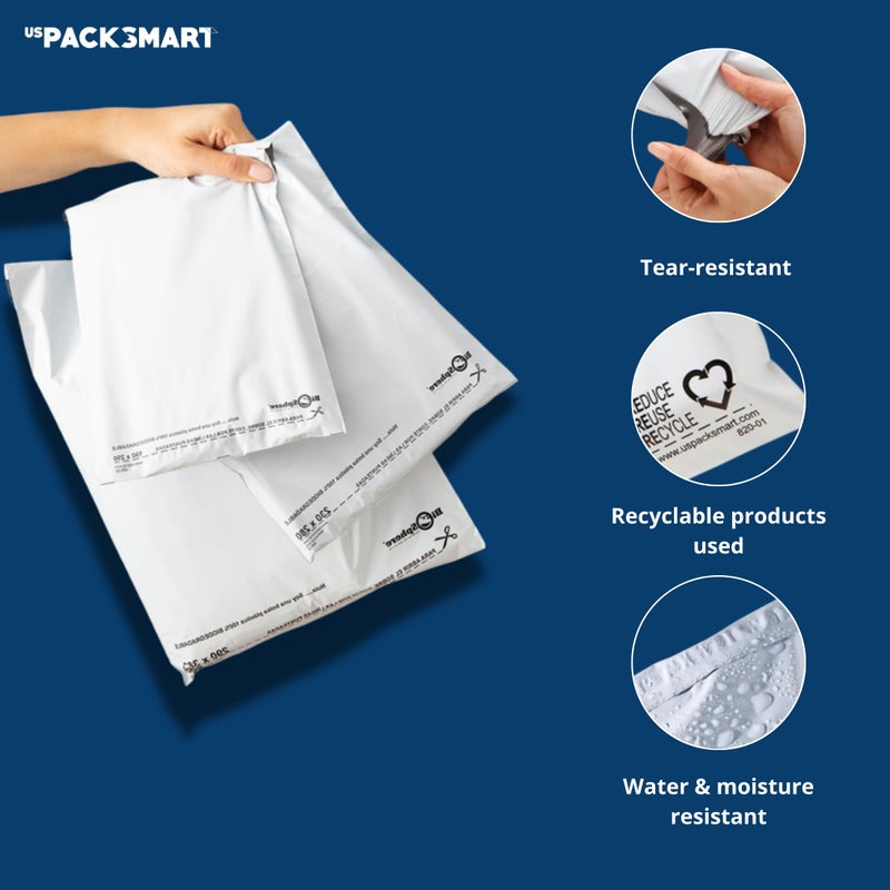 US PACK SMART White Plastic Poly Mailers 14.5"x19" | Shipping Bags for Clothing, Books & Accessories | Durable Shipping Envelopes | Waterproof, Tear-Proof with Strong Self-sealing Adhesive | 100-Pack - Image 3